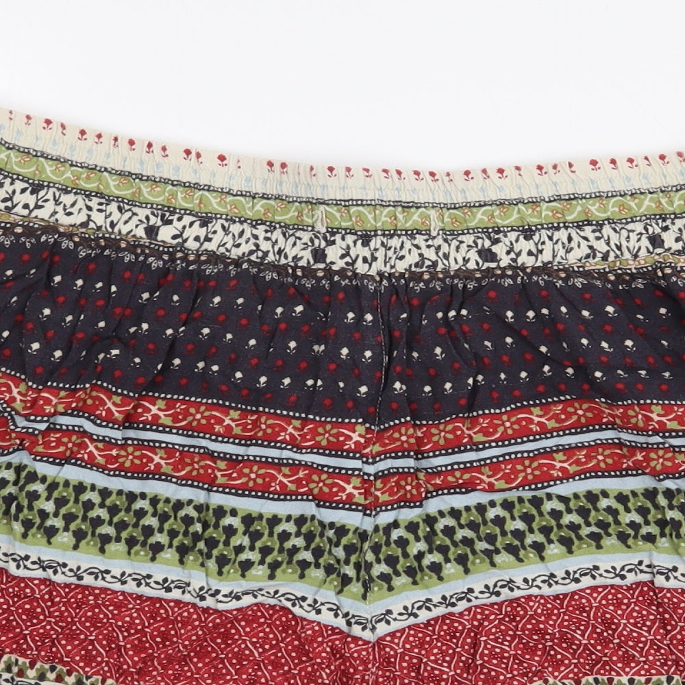 Fat Face Womens Multicoloured Geometric Viscose Mom Shorts Size 12 L5 in Regular