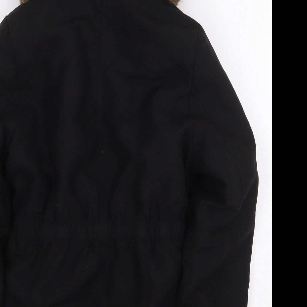 George Girls Black Parka Coat Size 6-7 Years Zip