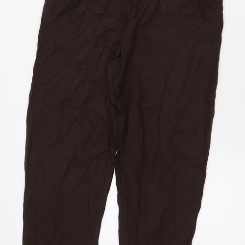 H&M Womens Brown Viscose Trousers Size 10 L24 in Regular