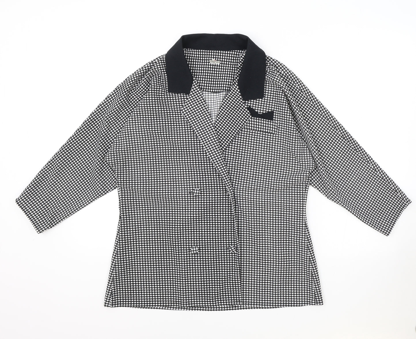 Preworn Womens Black Geometric Jacket Blazer Size 14 Button