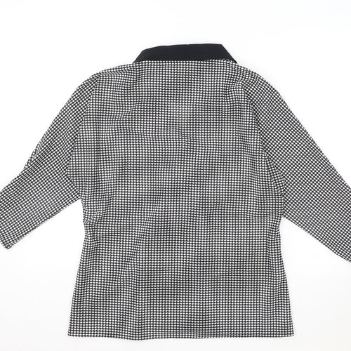 Preworn Womens Black Geometric Jacket Blazer Size 14 Button