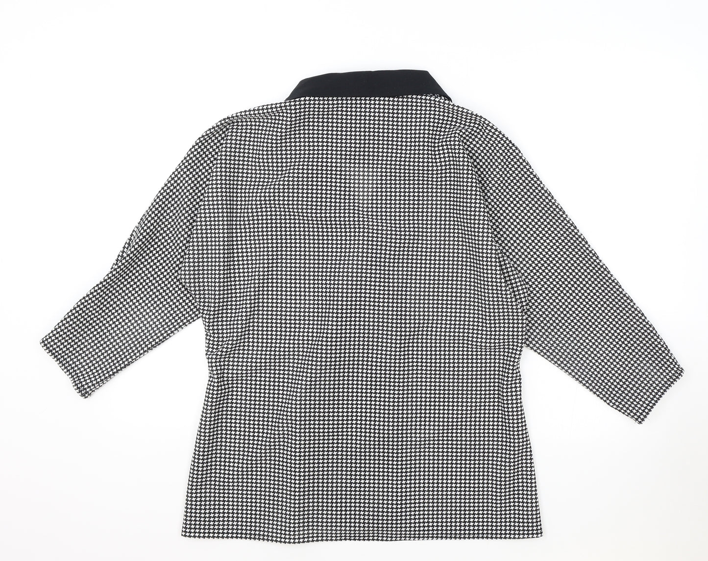 Preworn Womens Black Geometric Jacket Blazer Size 14 Button