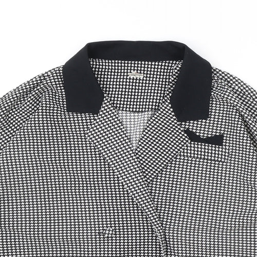 Preworn Womens Black Geometric Jacket Blazer Size 14 Button