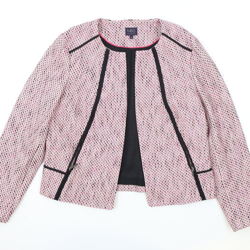 Marks and Spencer Womens Pink Herringbone Jacket Size 14