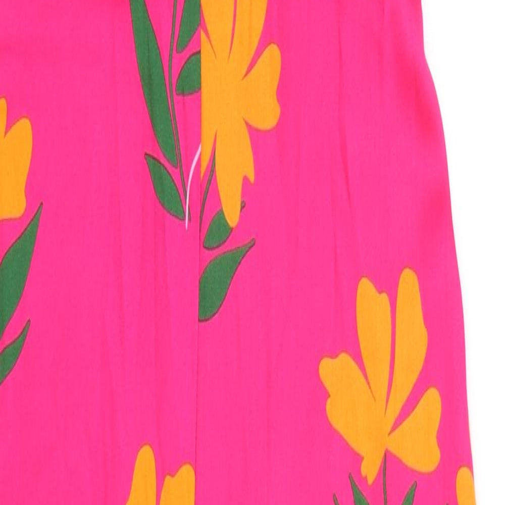 Zara Womens Pink Floral Polyester Jumpsuit One-Piece Size XS L29 in Button