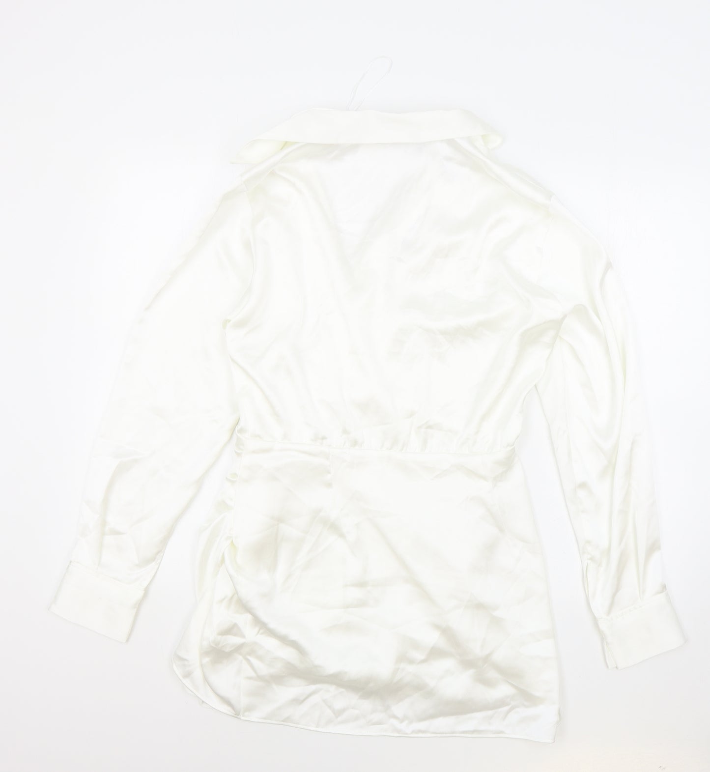 Zara Womens White Polyester Shirt Dress Size M Collared Zip