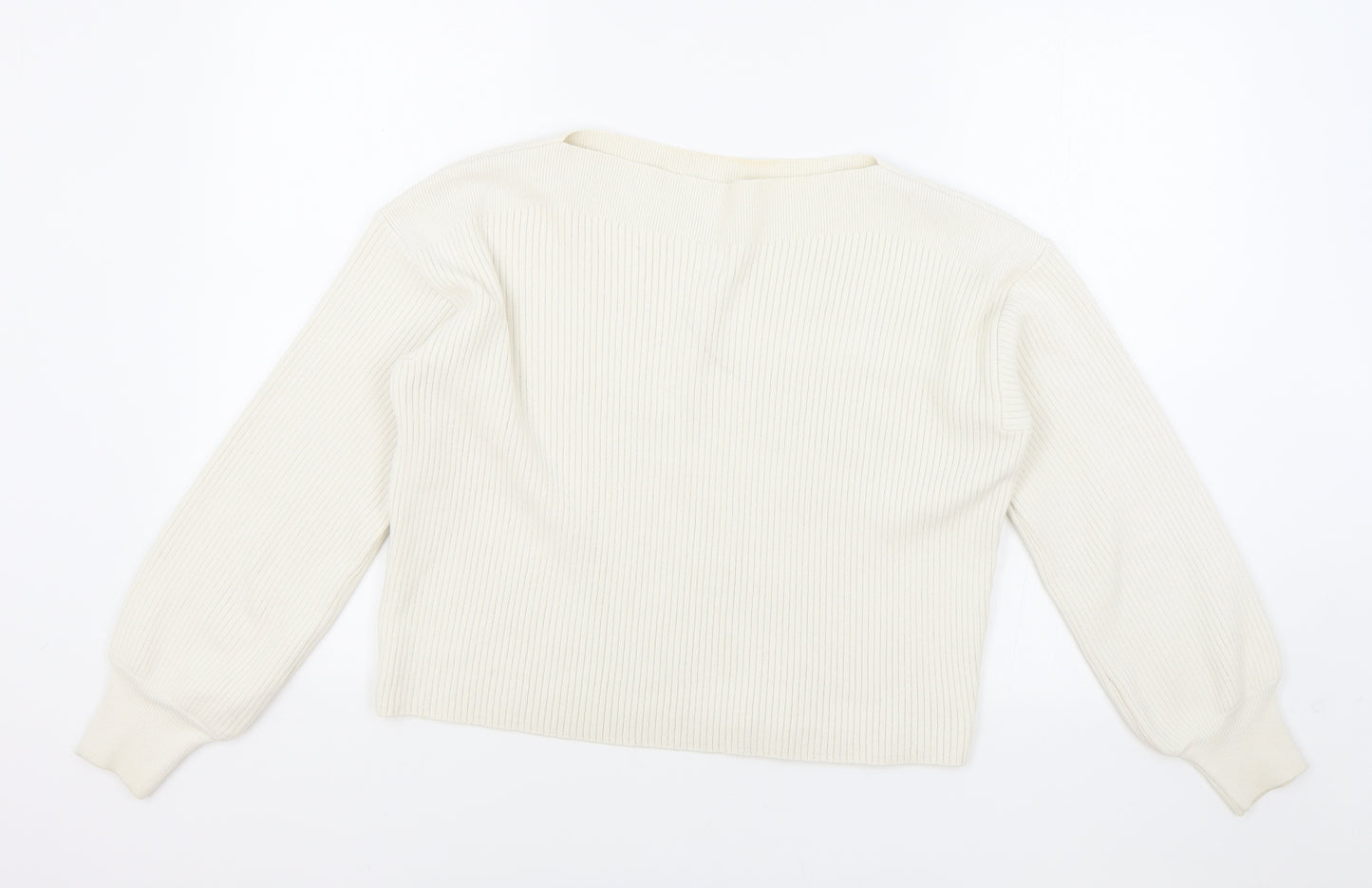 River Island Womens White Boat Neck Acrylic Pullover Jumper Size S