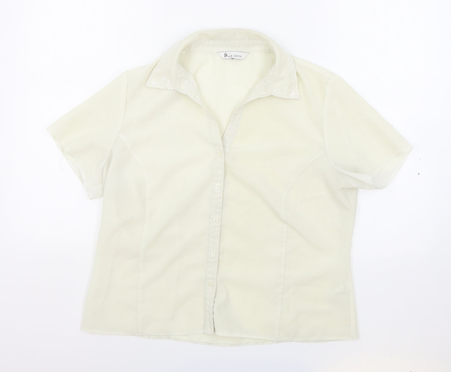 BHS Womens White Polyester Basic Button-Up Size 16 Collared