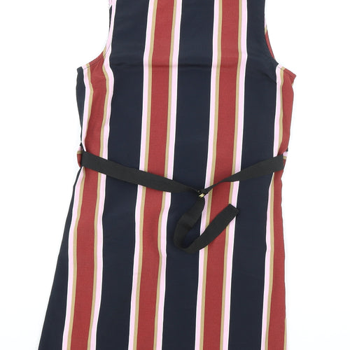 Topshop Womens Black Striped Polyester Sheath Size 8 Round Neck Zip