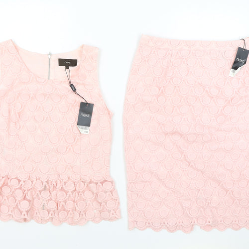 NEXT Womens Pink Geometric Cotton A-Line Set Size 12 Zip