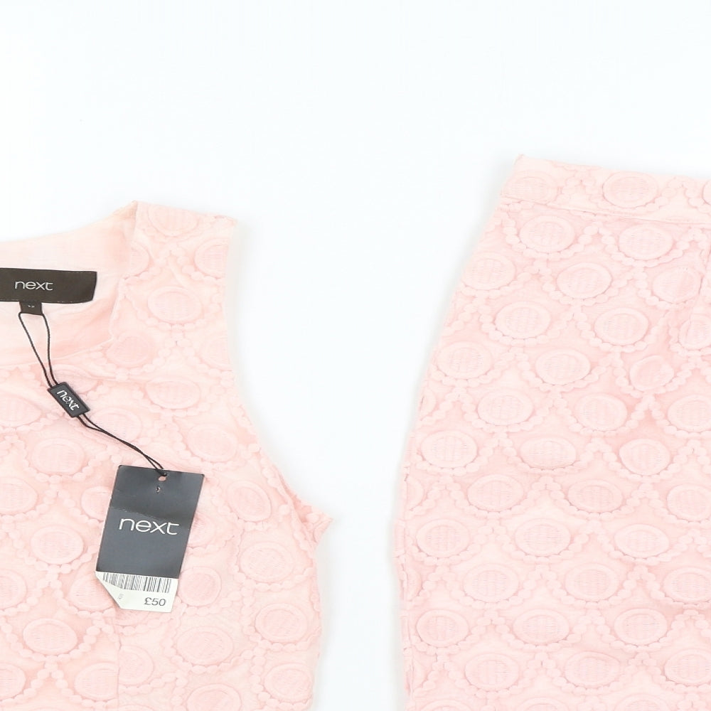 NEXT Womens Pink Geometric Cotton A-Line Set Size 12 Zip