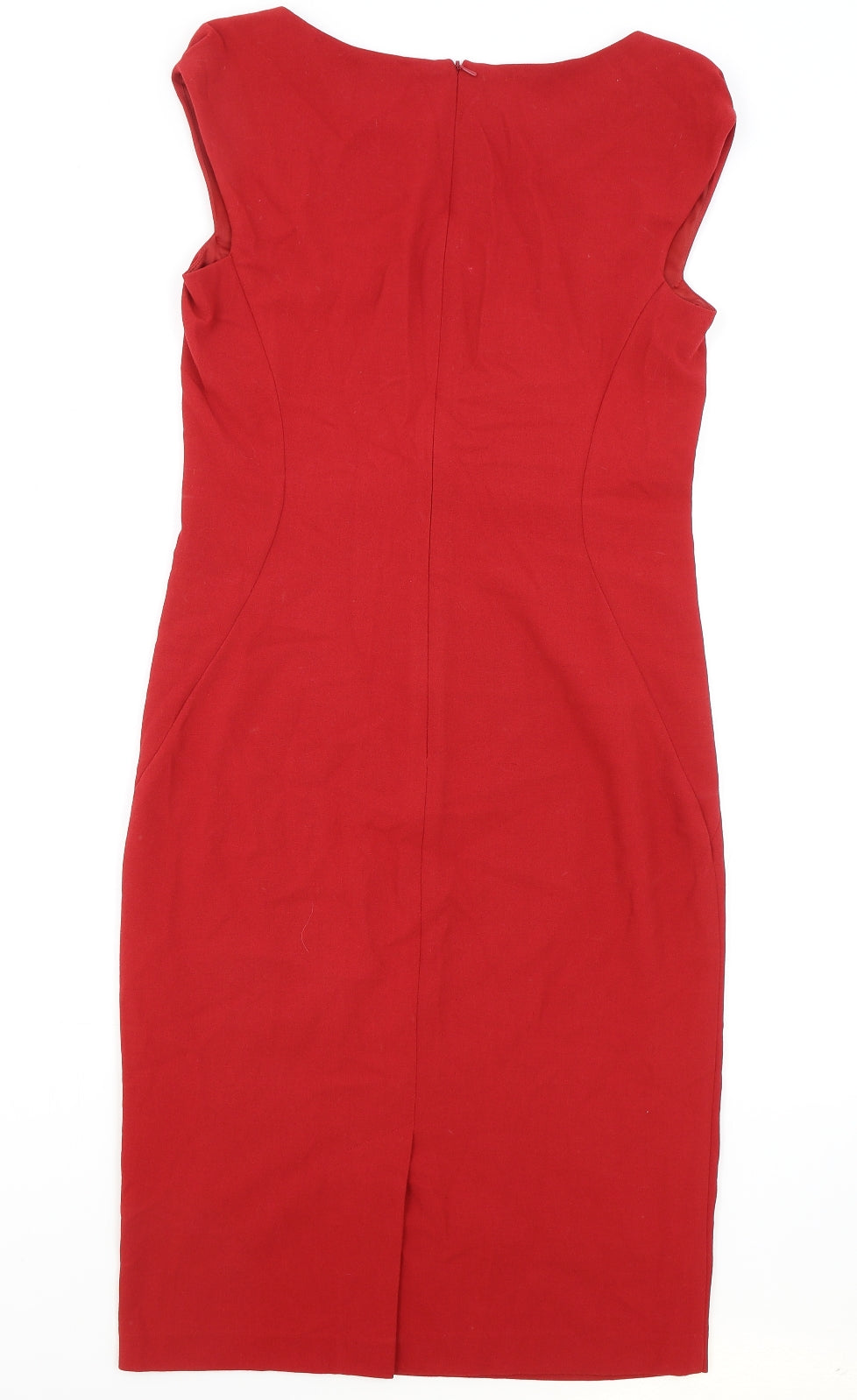 Phase Eight Womens Red Polyester Pencil Dress Size 12 Boat Neck Zip