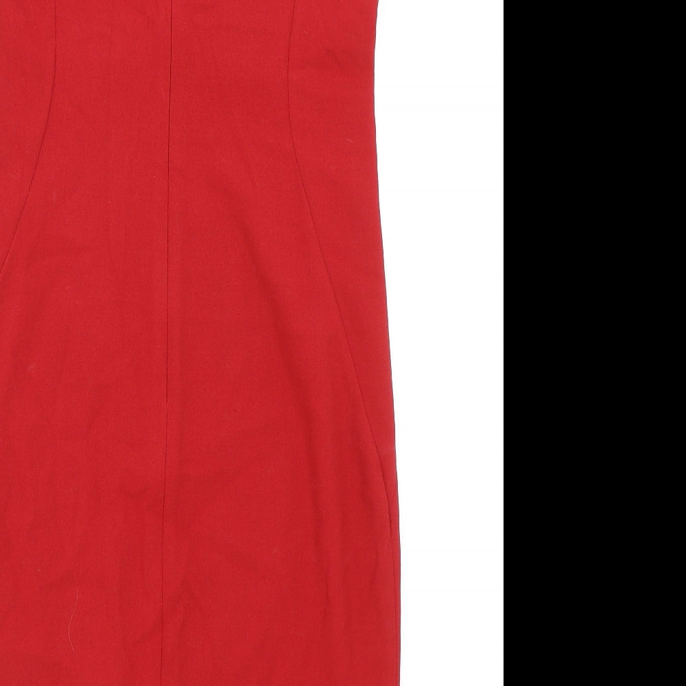 Phase Eight Womens Red Polyester Pencil Dress Size 12 Boat Neck Zip