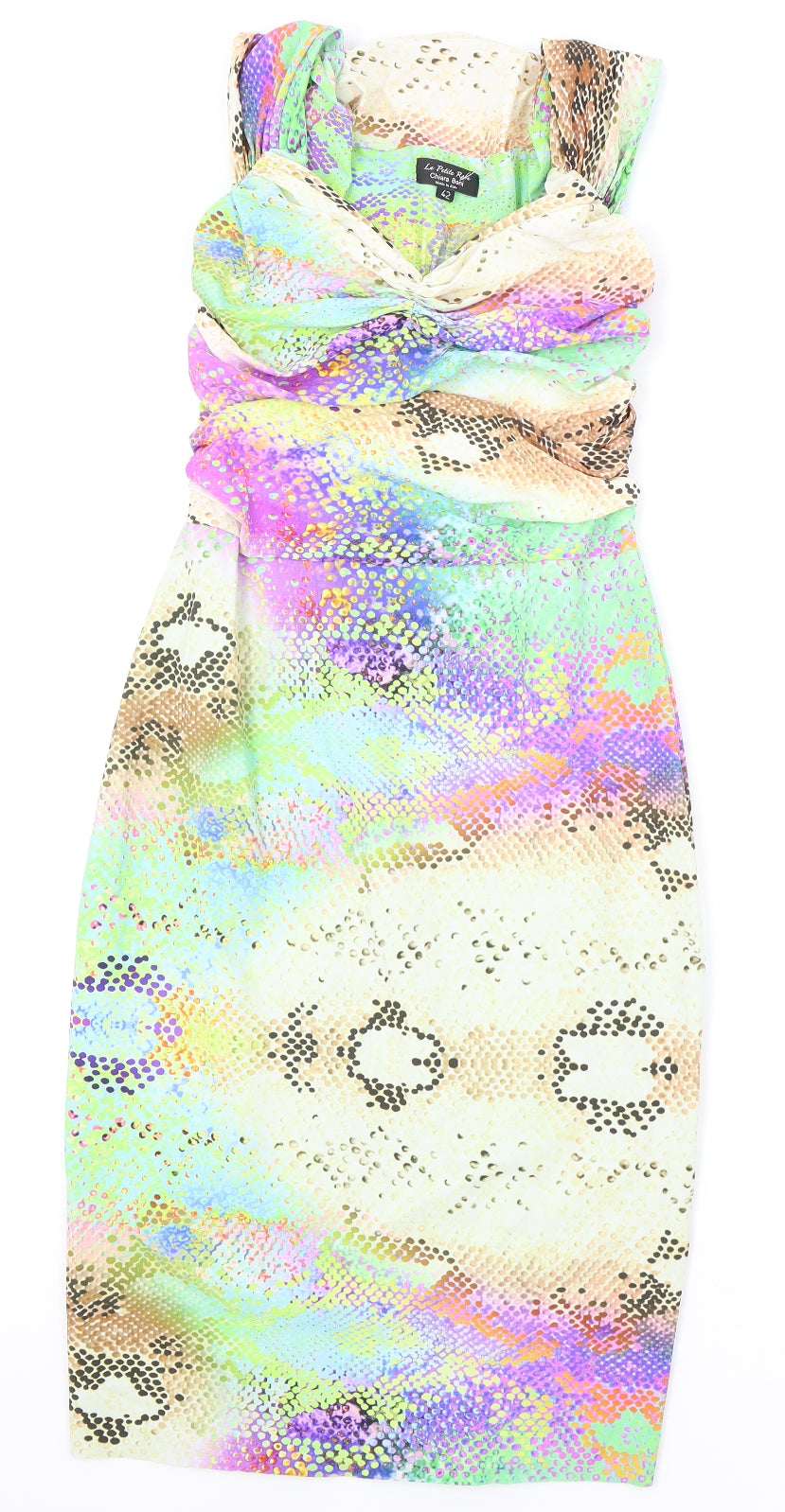 La Petite Robe Womens Multicoloured Animal Print Polyamide Bodycon Size 12 V-Neck Pullover - Snake Print