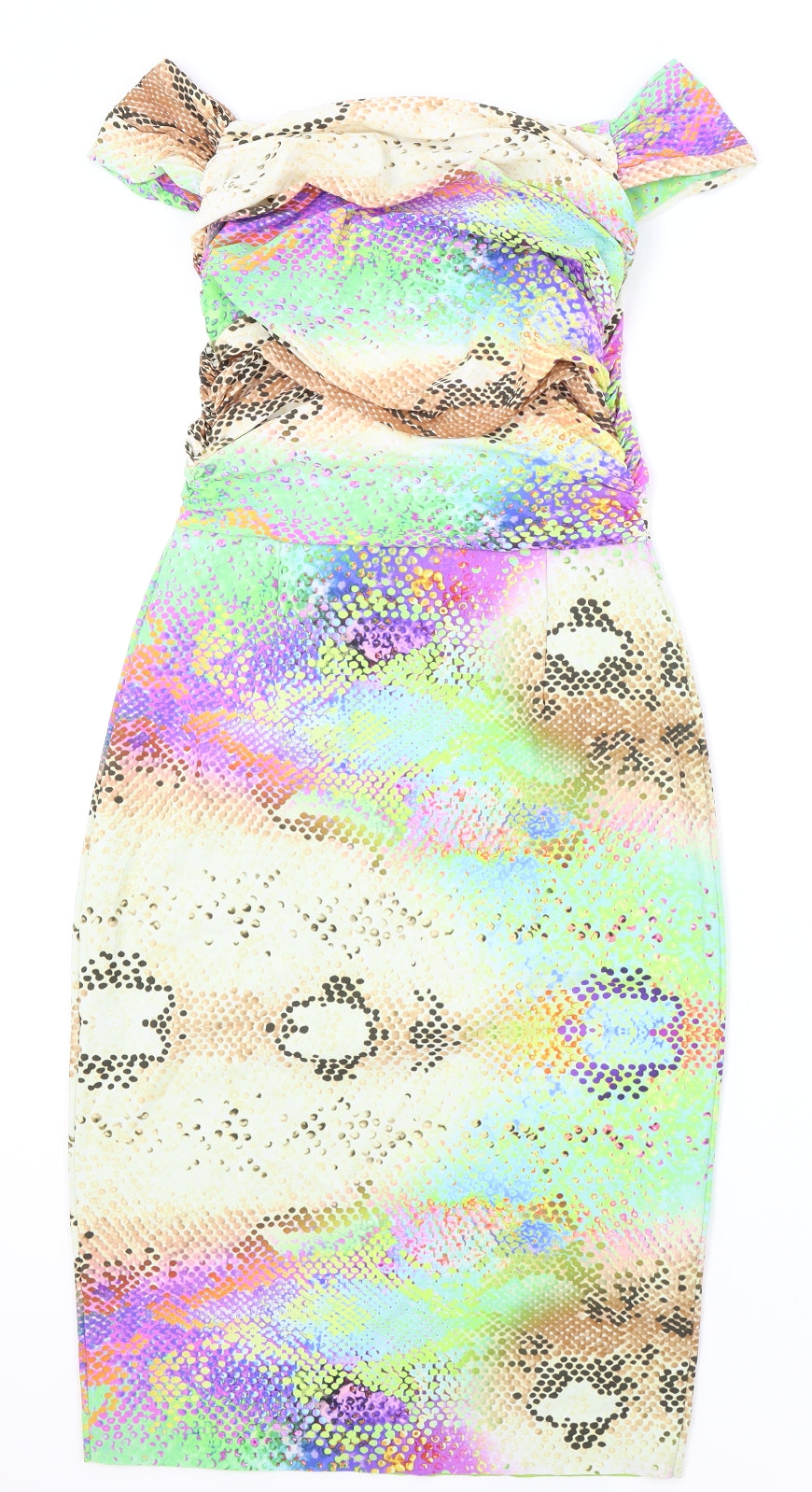 La Petite Robe Womens Multicoloured Animal Print Polyamide Bodycon Size 12 V-Neck Pullover - Snake Print
