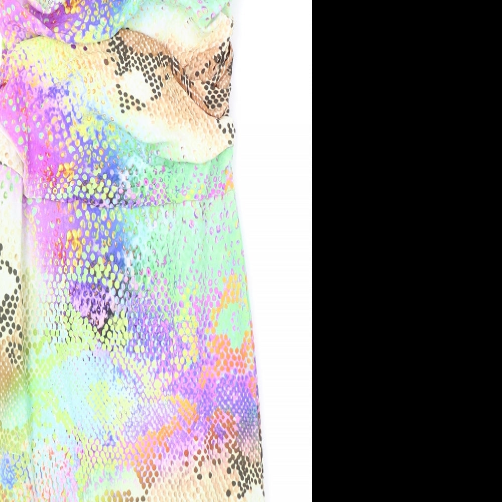 La Petite Robe Womens Multicoloured Animal Print Polyamide Bodycon Size 12 V-Neck Pullover - Snake Print