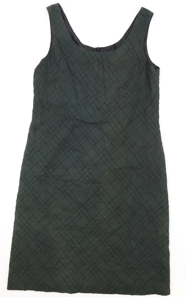 MAX&Co. Womens Green Geometric Polyester Tank Dress Size 48 Scoop Neck Zip