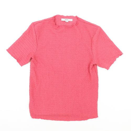 NEXT Womens Pink Polyester Basic T-Shirt Size 12 Round Neck