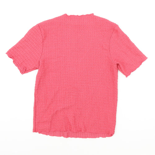 NEXT Womens Pink Polyester Basic T-Shirt Size 12 Round Neck