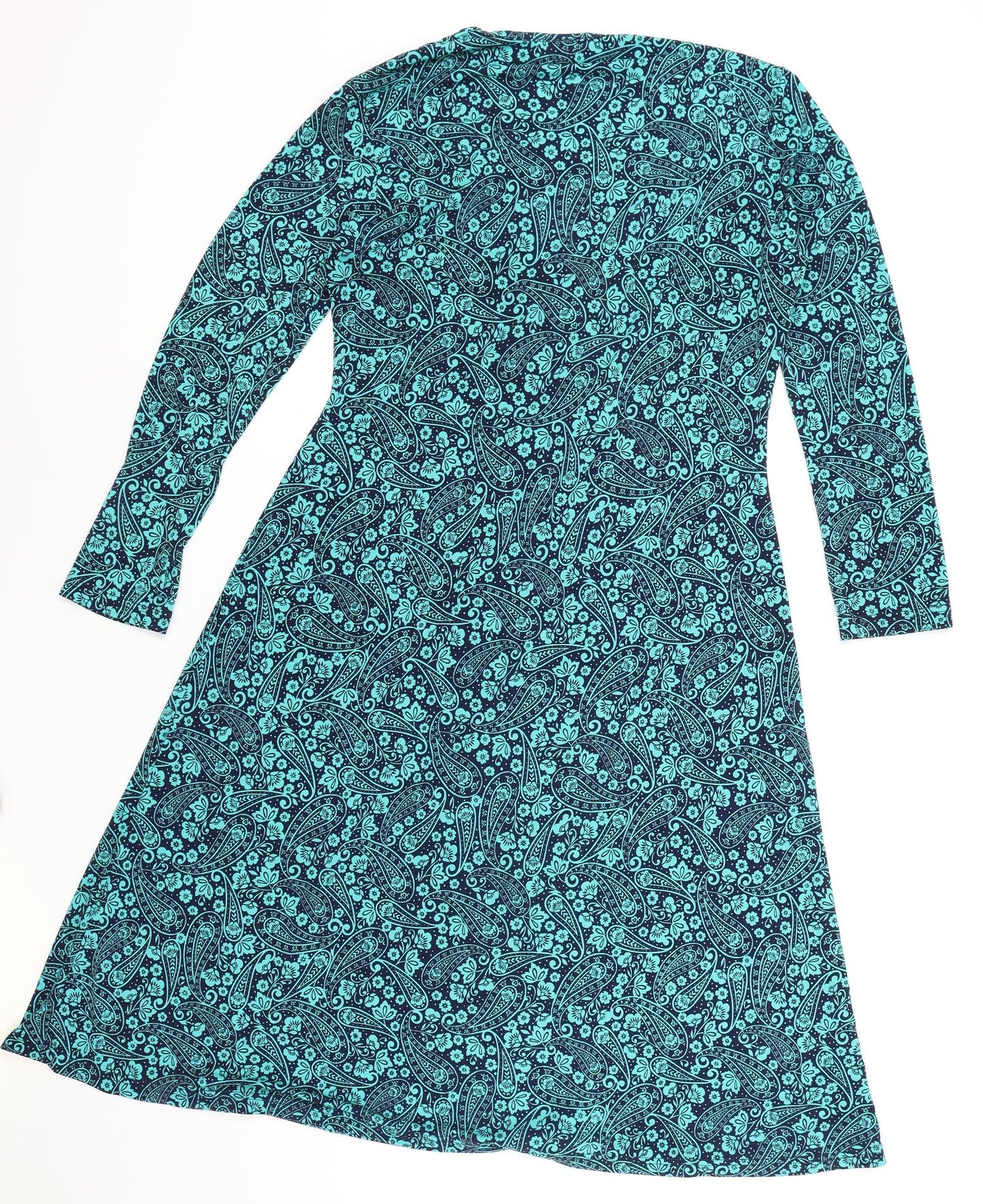Cotswold Womens Green Floral Polyester Wrap Dress Size M V-Neck Pullover