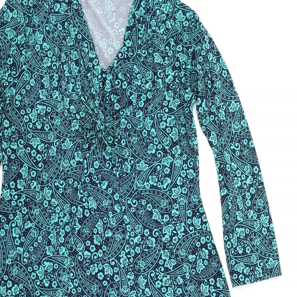 Cotswold Womens Green Floral Polyester Wrap Dress Size M V-Neck Pullover
