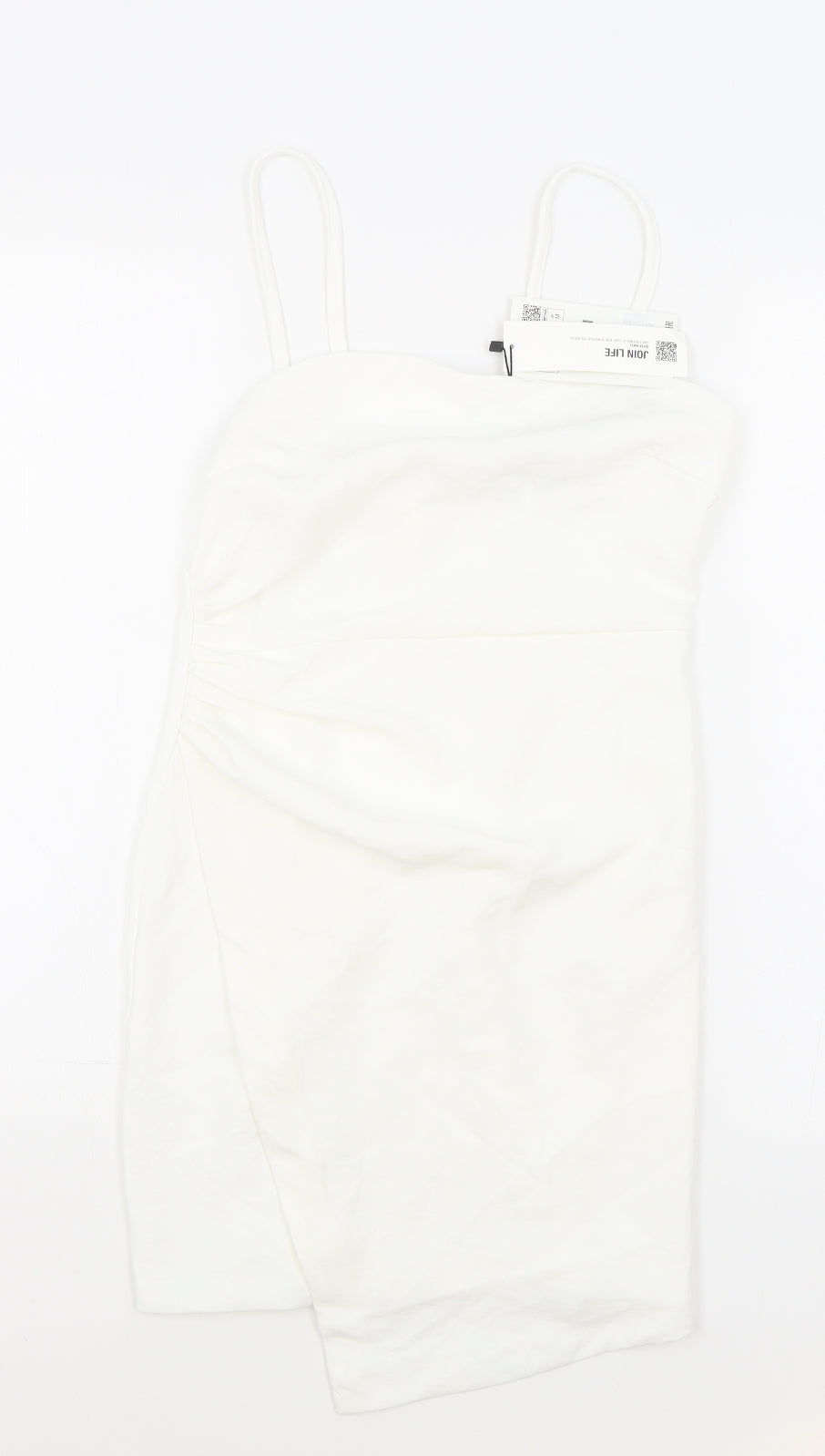 Zara Womens White Polyester Bodycon Size M Sweetheart Zip