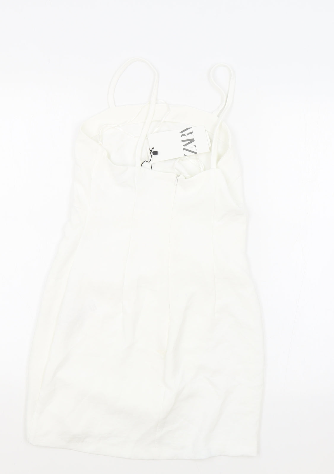 Zara Womens White Polyester Bodycon Size M Sweetheart Zip