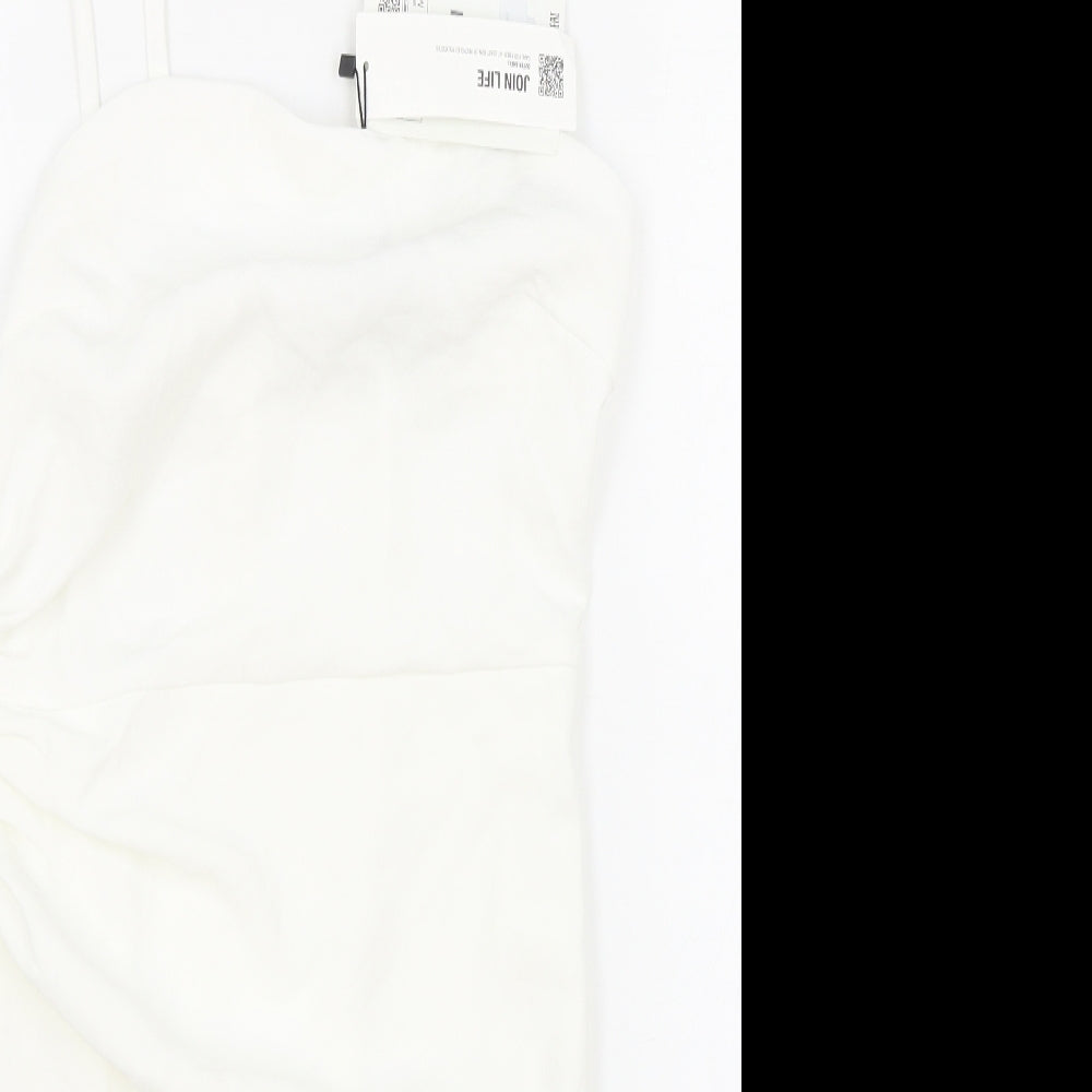 Zara Womens White Polyester Bodycon Size M Sweetheart Zip