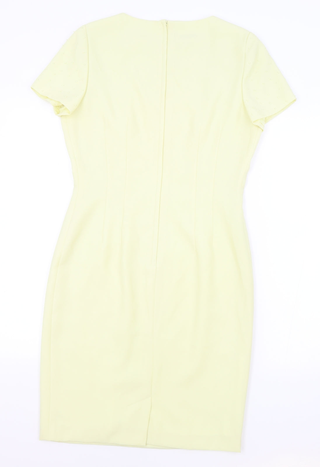 Highlife Womens Yellow Polyester Pencil Dress Size 10 Boat Neck Zip