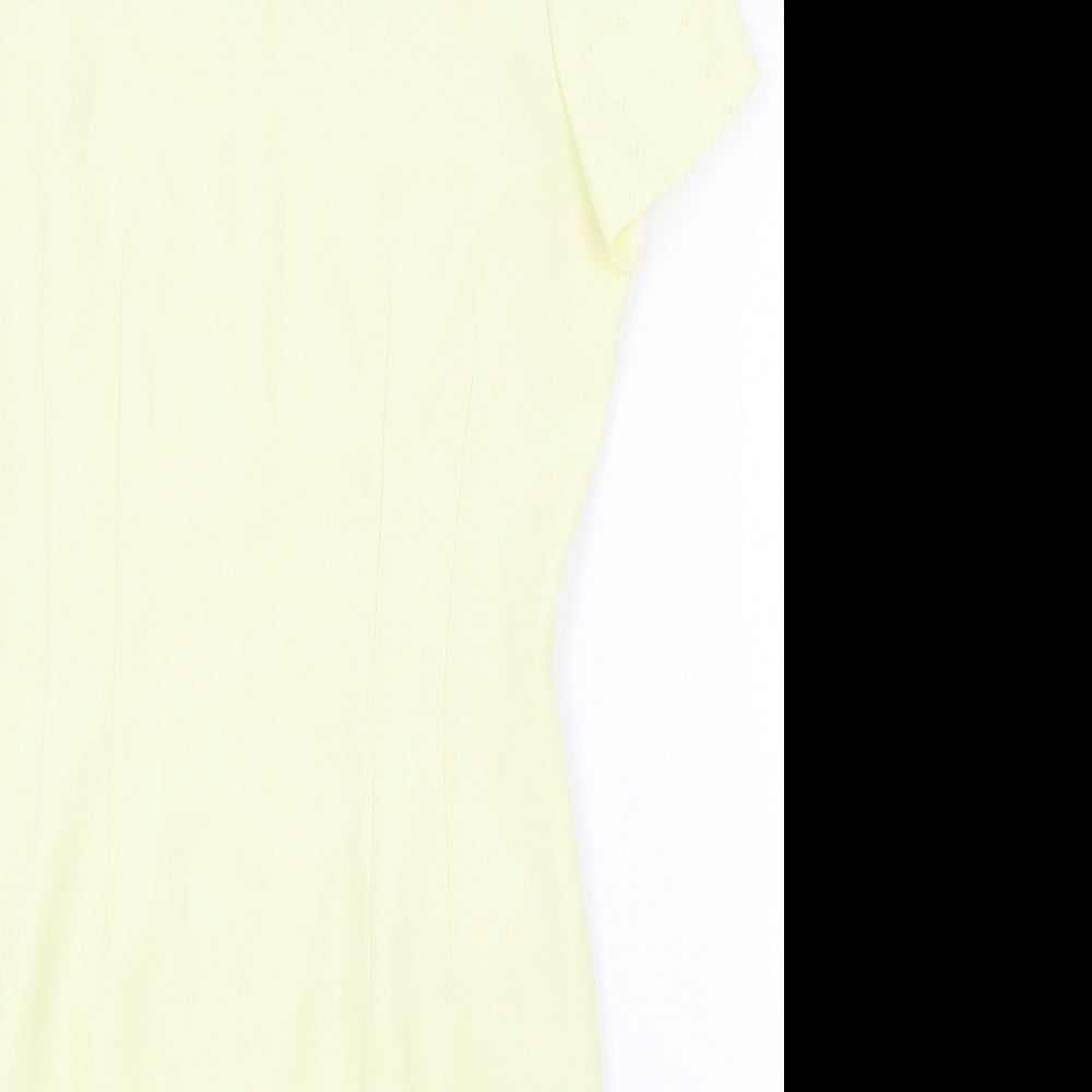 Highlife Womens Yellow Polyester Pencil Dress Size 10 Boat Neck Zip