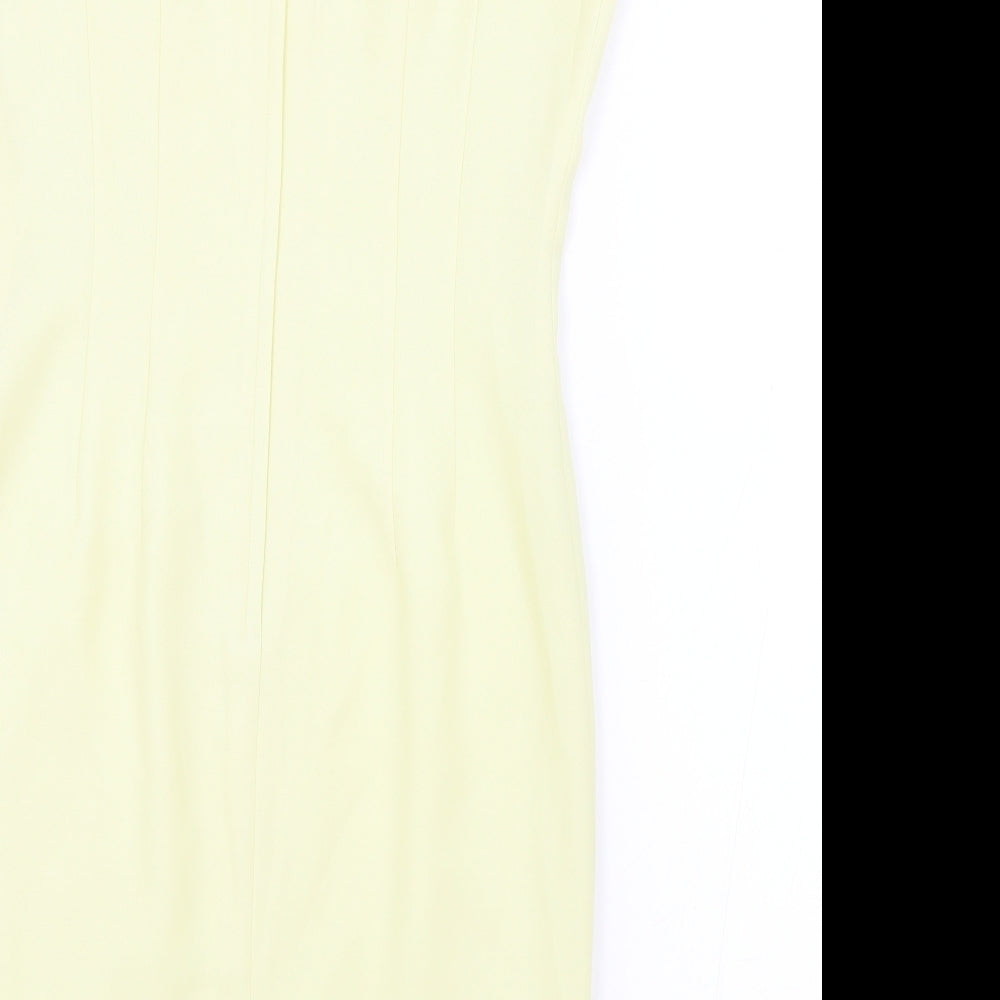 Highlife Womens Yellow Polyester Pencil Dress Size 10 Boat Neck Zip