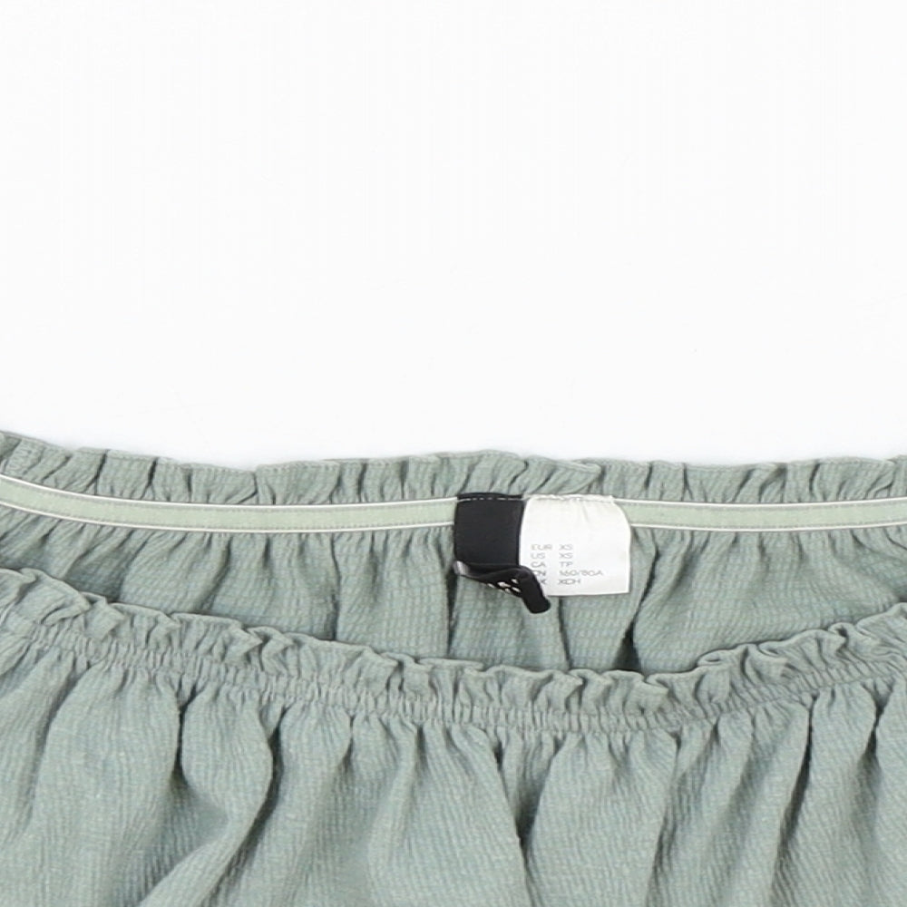 H&M Womens Green Polyester Cropped T-Shirt Size S Off the Shoulder