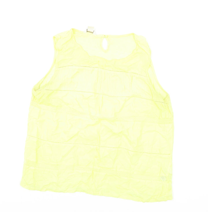 Monsoon Womens Yellow Linen Basic T-Shirt Size 14 Boat Neck