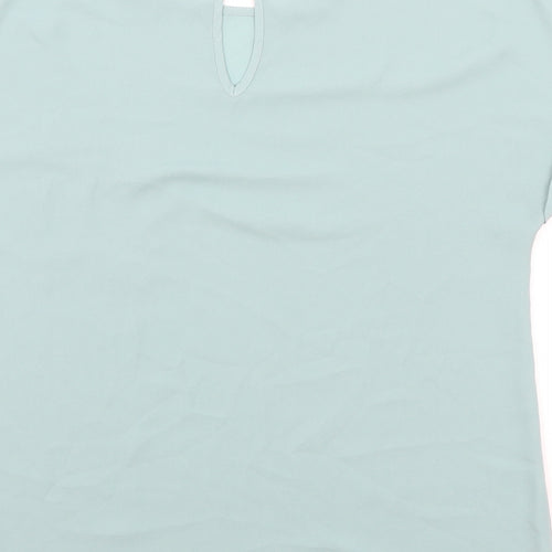 Papaya Womens Green Polyester Basic Blouse Size 10 Round Neck