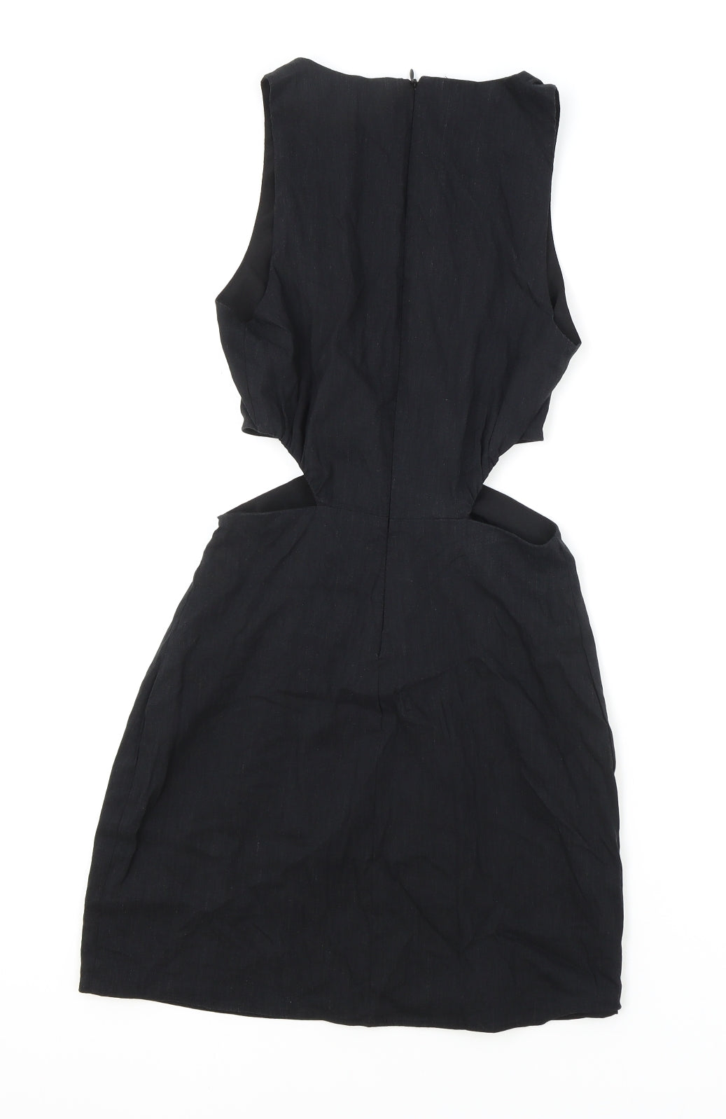 Zara Womens Black Viscose Bodycon Size 4 Scoop Neck Zip