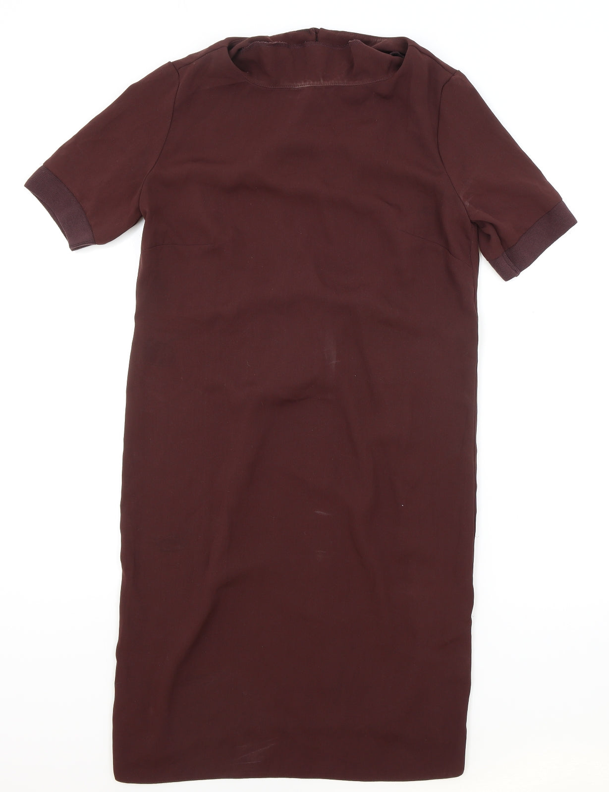 ASOS Womens Brown Polyester A-Line Size 10 Boat Neck Button