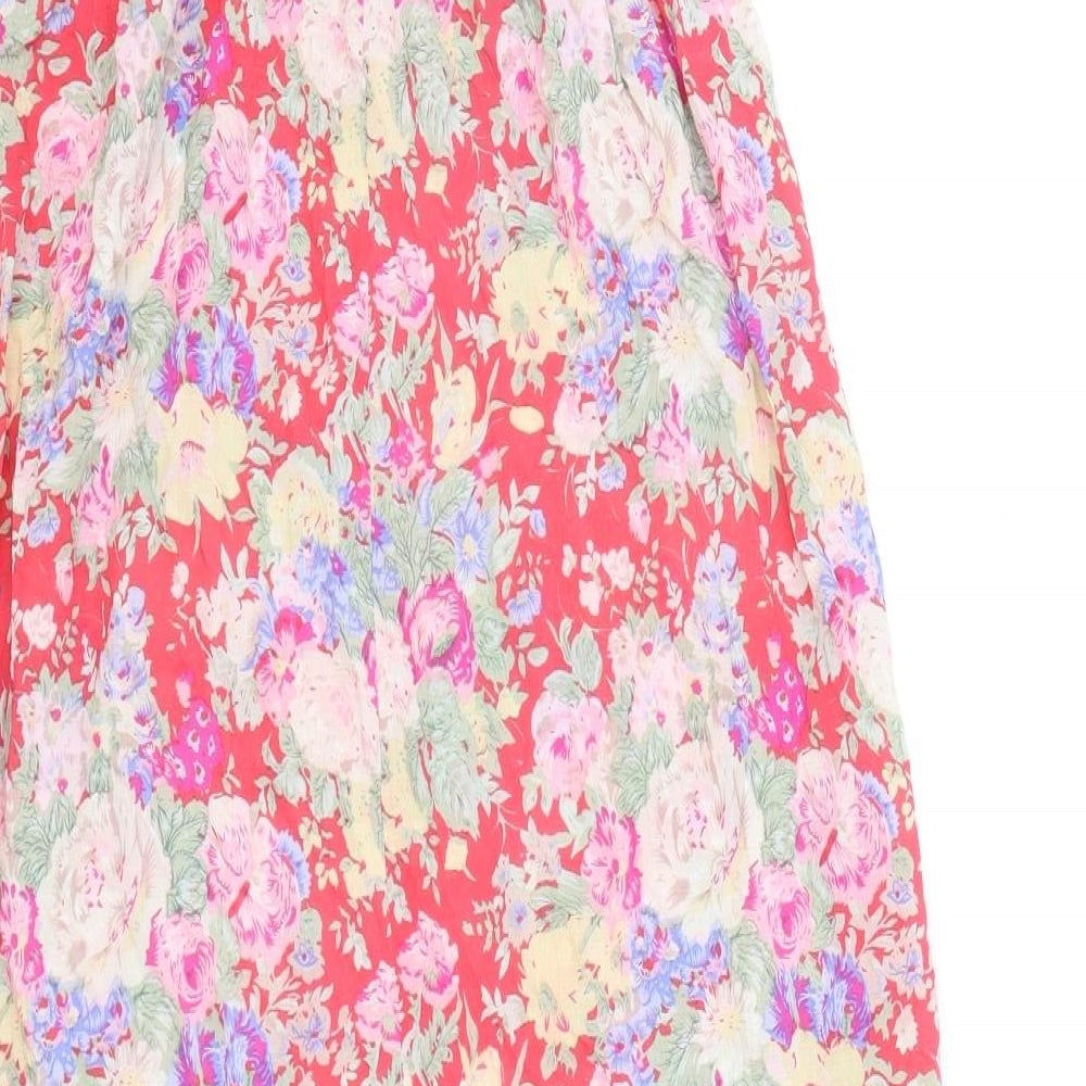 New Look Womens Red Floral Viscose Maxi Size 10 Off the Shoulder Pullover