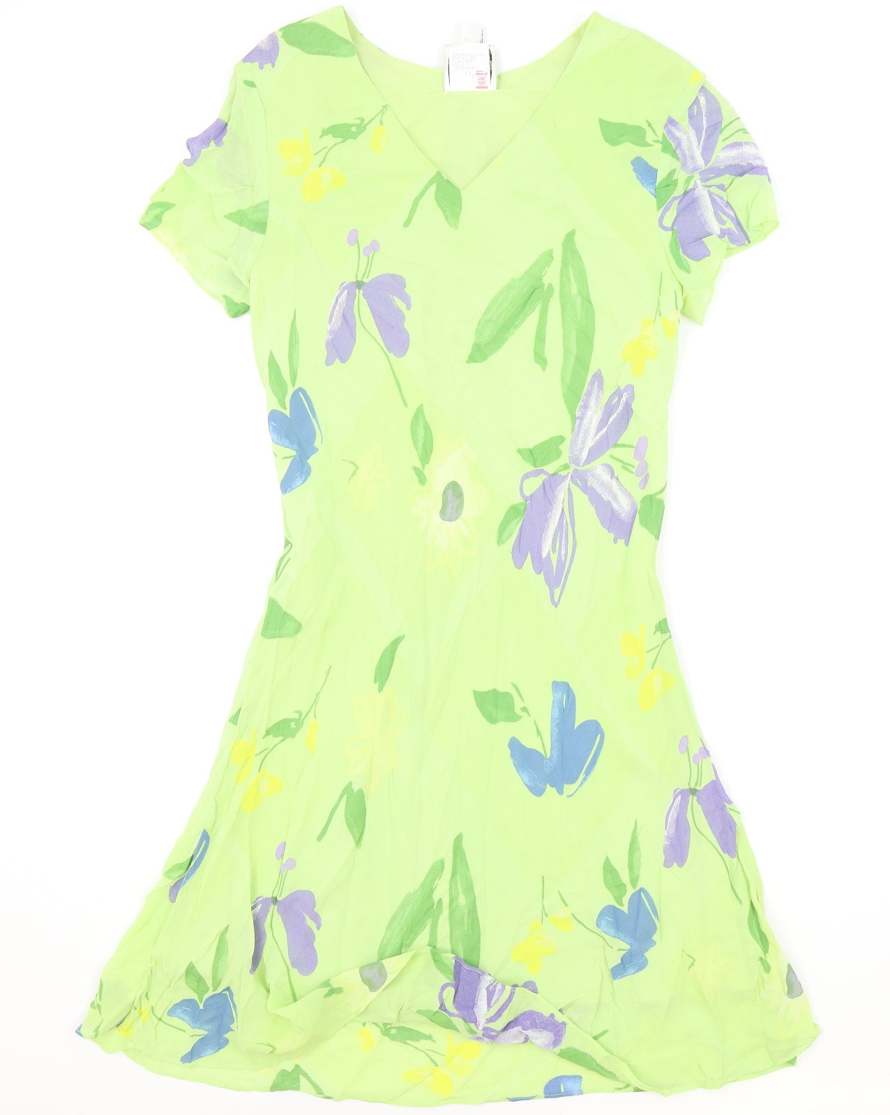 Joseph Ribkoff Womens Green Floral Viscose Fit & Flare Size 16 V-Neck Pullover