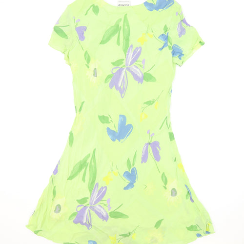 Joseph Ribkoff Womens Green Floral Viscose Fit & Flare Size 16 V-Neck Pullover