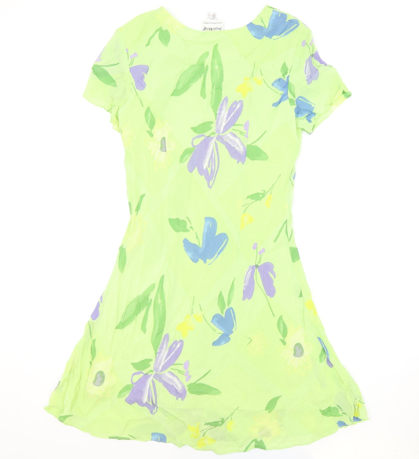 Joseph Ribkoff Womens Green Floral Viscose Fit & Flare Size 16 V-Neck Pullover