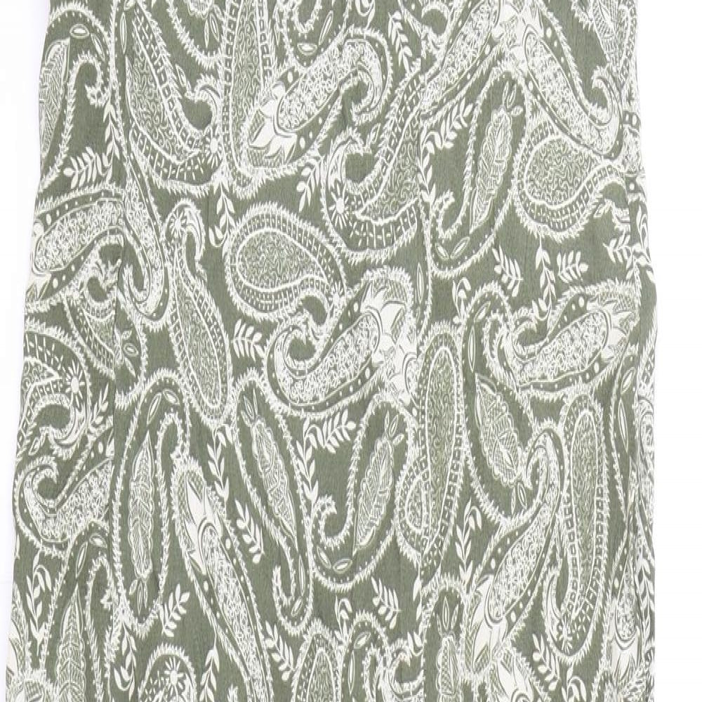 Apricot Womens Green Paisley Viscose Slip Dress Size 10 Sweetheart Zip