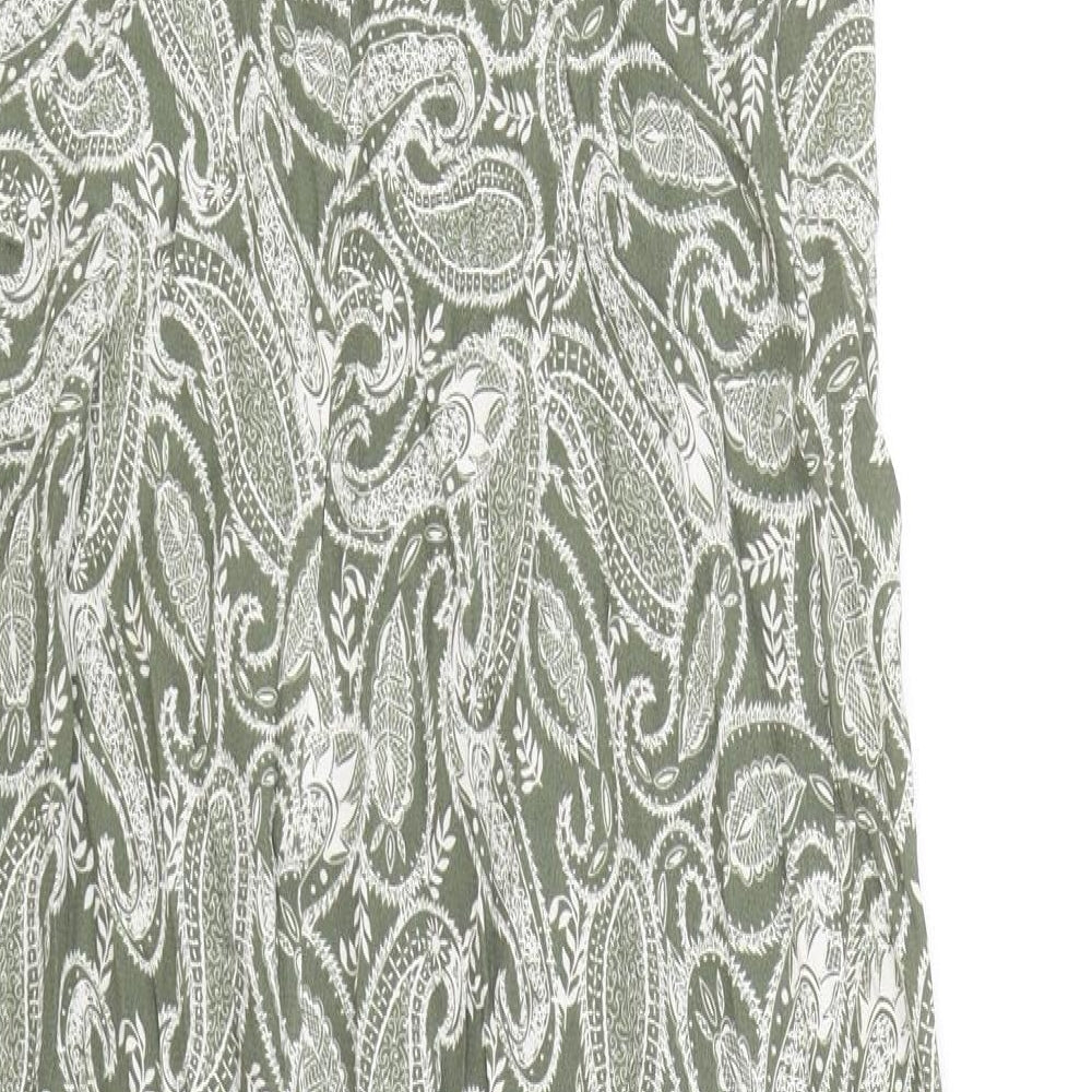 Apricot Womens Green Paisley Viscose Slip Dress Size 10 Sweetheart Zip