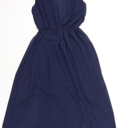 Zack Womens Blue Polyester Fit & Flare Size 8 V-Neck Pullover