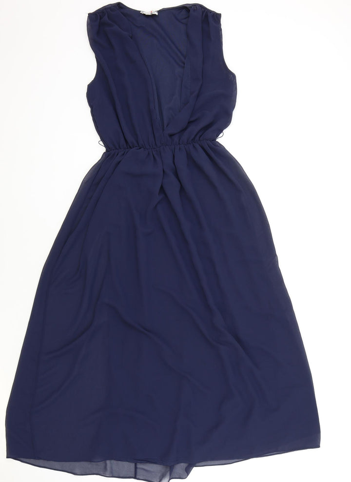 Zack Womens Blue Polyester Fit & Flare Size 8 V-Neck Pullover