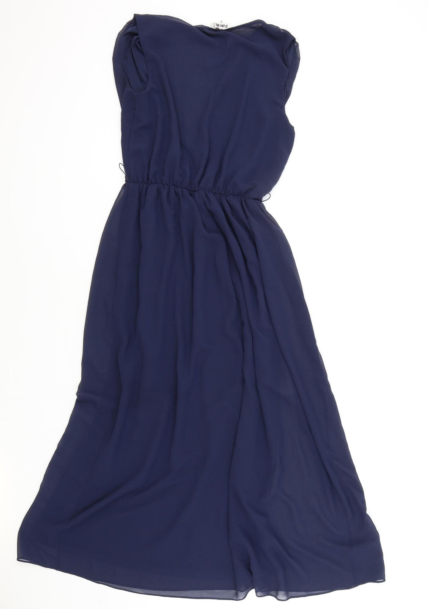 Zack Womens Blue Polyester Fit & Flare Size 8 V-Neck Pullover