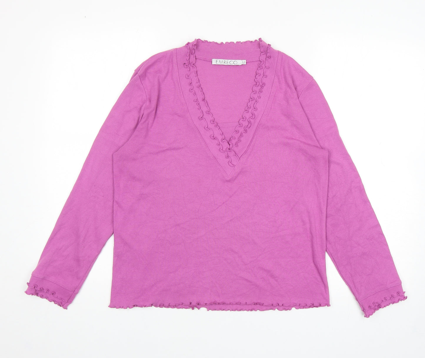 Emereco Womens Purple V-Neck Polyester Pullover Jumper Size 14