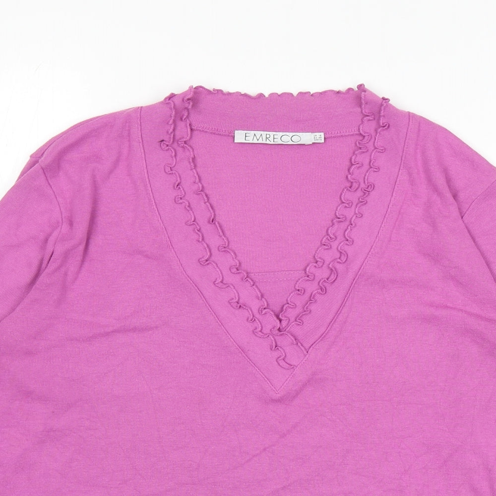 Emereco Womens Purple V-Neck Polyester Pullover Jumper Size 14