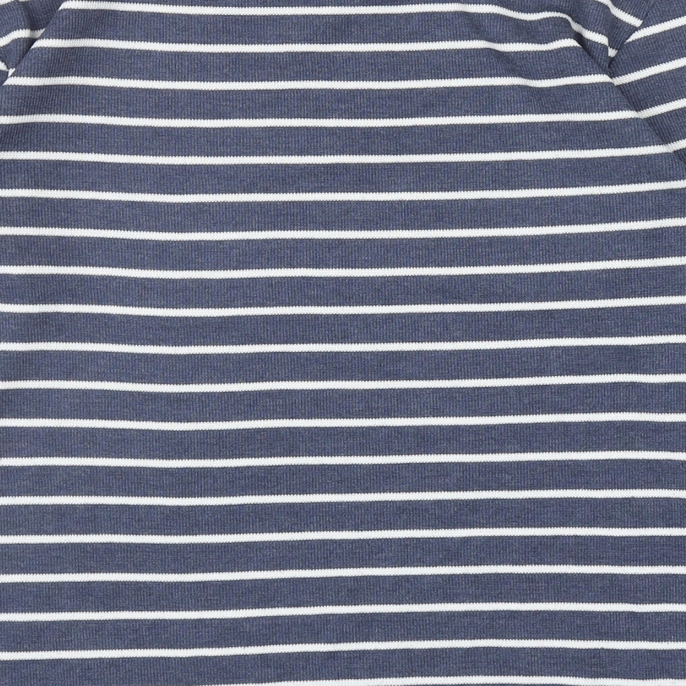 Topshop Womens Blue Round Neck Striped Acrylic Pullover Jumper Size 8