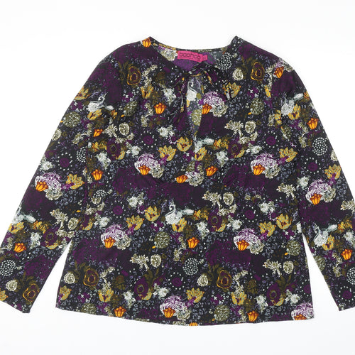 Boohoo Womens Multicoloured Geometric Polyester Basic Blouse Size 12 Round Neck