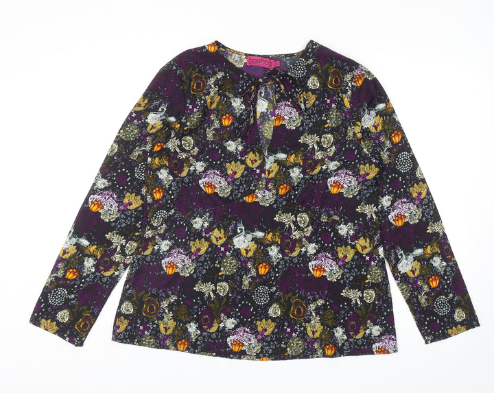 Boohoo Womens Multicoloured Geometric Polyester Basic Blouse Size 12 Round Neck